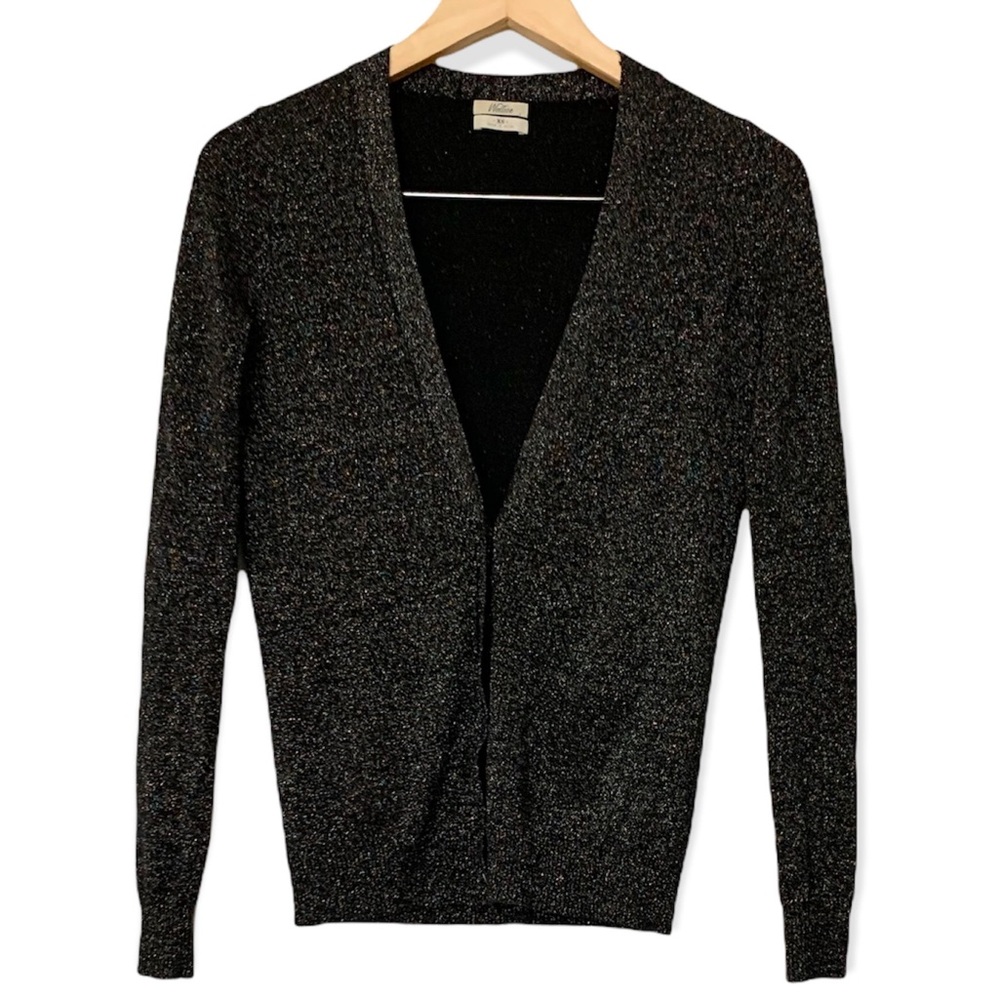 Wallace for Madewell Wool Blend Metallic Multicolor Shimmer Black Cardigan